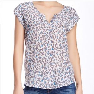 Joie Iva silk cap sleeve blouse in animal print